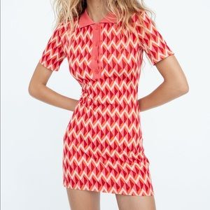 Zara Jacquard Bodycon Polo Dress